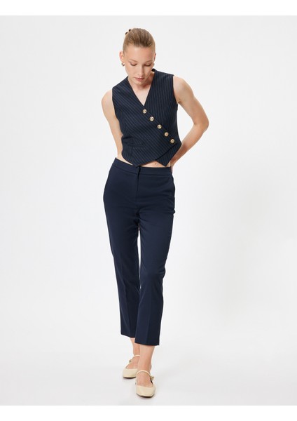 Kısa Paça Cigarette Pantolon Regular Fit Cepli
