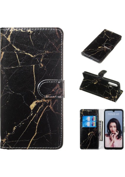 Huawei P30 Lite Mermer Desen Tam Koruma Manyetik Kart Için Flip Case (Yurt Dışından)