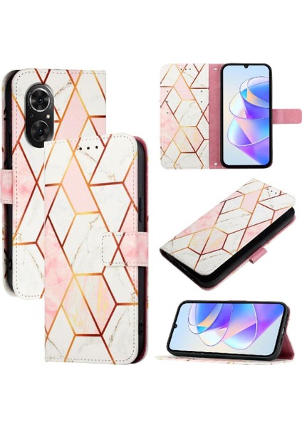 Onur Için Kılıf 50 Se Cüzdan Kickstand Pu Deri Mermer Desen (Yurt Dışından)