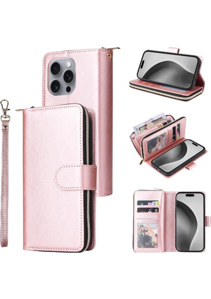 IPhone 16 Için Kılıf Pro Max Cüzdan Kılıf ile 9 Kart Yuvaları ile Kapak Çevirin (Yurt Dışından)