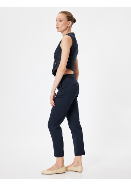 Kısa Paça Cigarette Pantolon Regular Fit Cepli