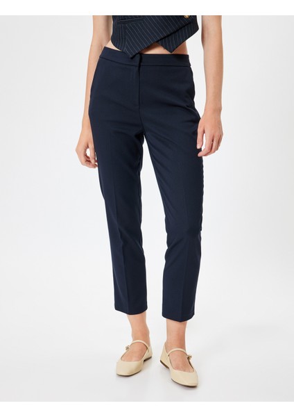 Kısa Paça Cigarette Pantolon Regular Fit Cepli