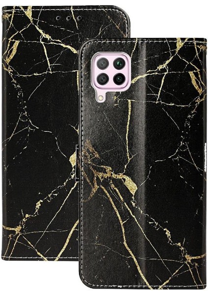 Huawei P40 Lite Tam Koruma Kartı Yuvaları Için Flip Case Tutucu Mermer Pu (Yurt Dışından)