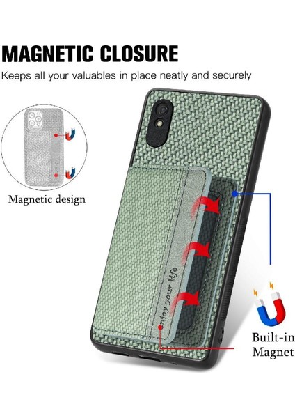 Xiaomi Redmi 9A Manyetik Kart Tutucu Rfıd Engelleme Için Kılıf Komple Standı (Yurt Dışından)