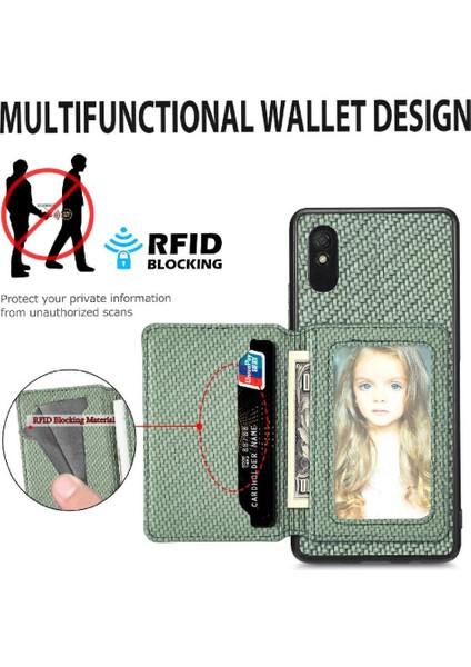 Xiaomi Redmi 9A Manyetik Kart Tutucu Rfıd Engelleme Için Kılıf Komple Standı (Yurt Dışından)