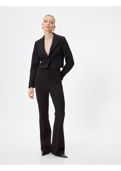 Crop Blazer Ceket Kruvaze Ters Yaka Regular Fit fiyatları