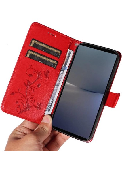 Sony Xperia 1 Vı 2024 Için El Kayışı ile Kabartmalı Kelebek ve (Yurt Dışından) modelleri