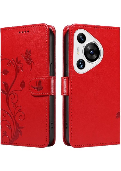 Huawei Pura 70 Pro Kabartmalı Kelebek Cüzdan Telefon Kılıfı ile ve (Yurt Dışından)