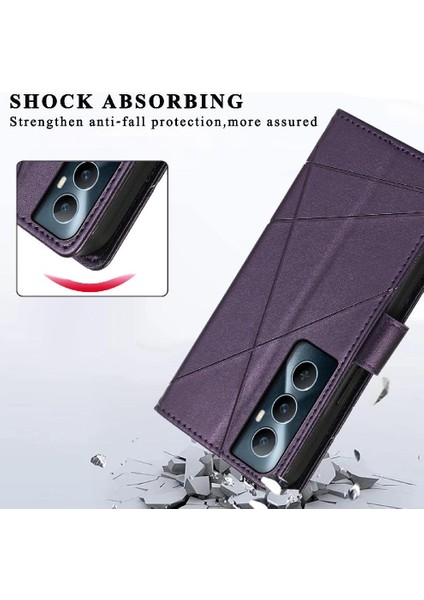 Realme C65 Üç Kart Yuvaları Için Flip Case Kickstand Şok Emici (Yurt Dışından) modelleri