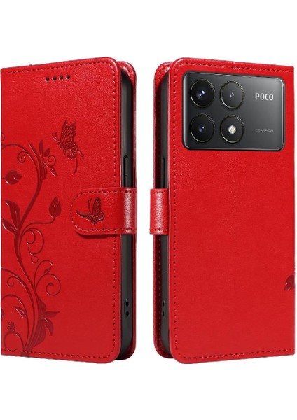 Xiaomi Redmi K70 Cüzdan Telefon Kılıfı Için Kılıf Kabartmalı Kelebek ile Yüksek (Yurt Dışından)