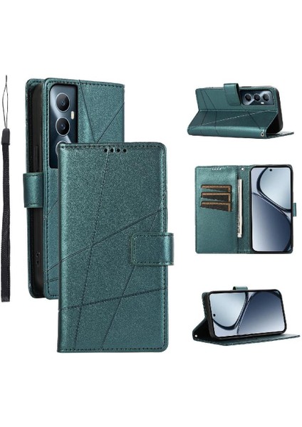 Realme C65 Üç Kart Yuvaları Için Flip Case Kickstand Şok Emici (Yurt Dışından)