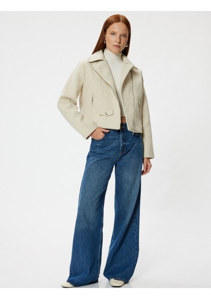 Kısa Biker Ceket Fermuarlı Cepli Yumuşak Dokulu fiyatları