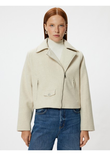 Kısa Biker Ceket Fermuarlı Cepli Yumuşak Dokulu modelleri