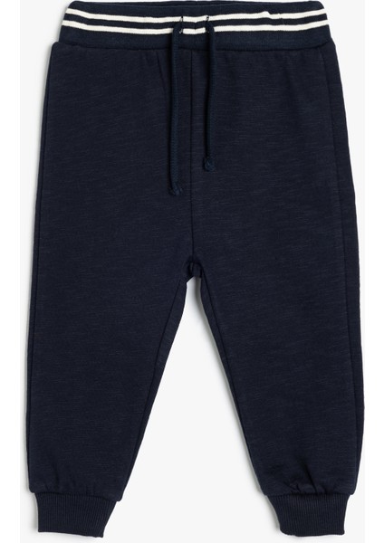 Jogger Eşofman Altı Beli Bağlamalı Pamuklu Şardonlu