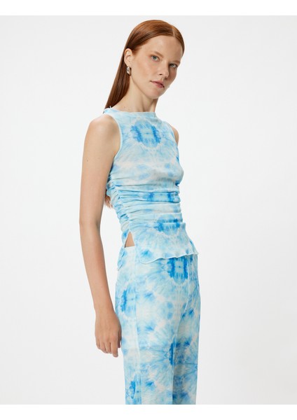 Yarı Transparan Kolsuz Tişört Batik Desenli Slim Fit fiyatları