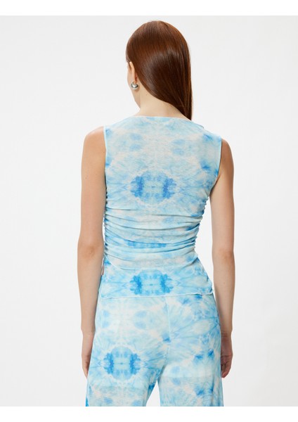 Yarı Transparan Kolsuz Tişört Batik Desenli Slim Fit fırsatları