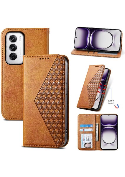 Oppo Oppo 12 5g Günlük Kullanım Için Flip Case Standı Cüzdan Eşkenar Dörtgen Şekli El (Yurt Dışından)