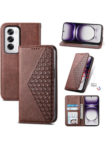 Oppo Oppo 12 5g Günlük Kullanım Için Flip Case Standı Cüzdan Eşkenar Dörtgen Şekli El (Yurt Dışından)
