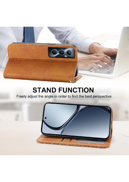 Realme C65 Eşkenar Dörtgen Şekli Günlük Kullanım Için Flip Case El Kayışı Standı Cüzdan (Yurt Dışından) fiyatları