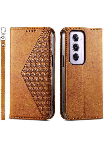 Oppo Oppo 12 Pro 5g Için Flip Case Standı El Kayışı Eşkenar Dörtgen Şekli Günlük Kullanım (Yurt Dışından) modelleri