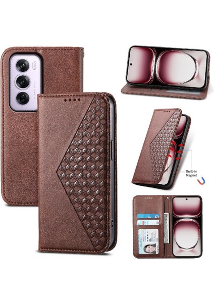 Oppo Oppo 12 Pro 5g Için Flip Case Standı El Kayışı Eşkenar Dörtgen Şekli Günlük Kullanım (Yurt Dışından) modelleri