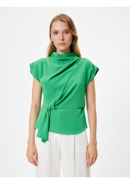 Kolsuz Dik Yaka Bluz Asimetrik Düğüm Detaylı modelleri