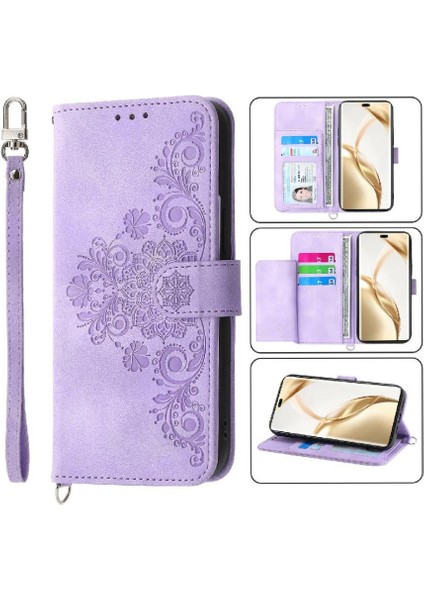 Onur Için Flip Case 200 Pro Çoklu Kredi Kartı Yuvaları Bileklik Kabartmalı (Yurt Dışından)