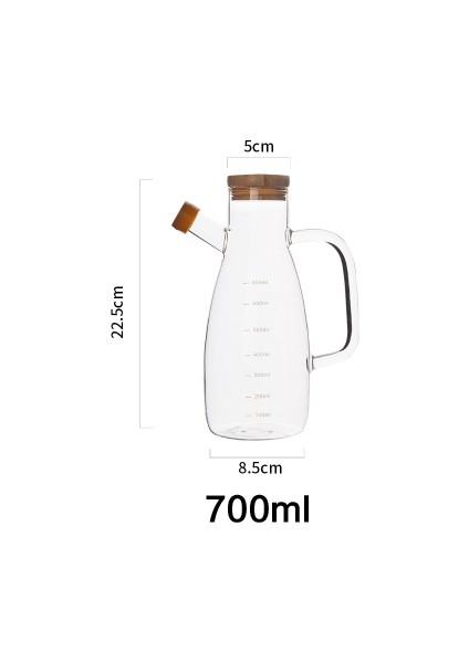 700ML B 580/700ML Şeffaf Cam Yağ Kapaklı Şişe Kolu Ölçekli Isıya Dayanıklı Soya Sirkesi Sos Kabı Yağ Kutusu Mutfak Gereçleri (Yurt Dışından)