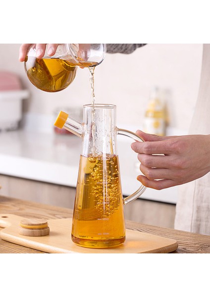 700ML B 580/700ML Şeffaf Cam Yağ Kapaklı Şişe Kolu Ölçekli Isıya Dayanıklı Soya Sirkesi Sos Kabı Yağ Kutusu Mutfak Gereçleri (Yurt Dışından) fırsatları