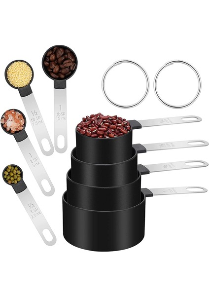 Siyah S 4/8 Adet Ölçekli Ölçüm Kaşığı Çay Kaşığı Çok Amaçlı Kahve Şeker Kepçesi Kek Pişirme Unu Gıda Kupası Ev Mutfak Pişirme Aletleri (Yurt Dışından) fiyatları