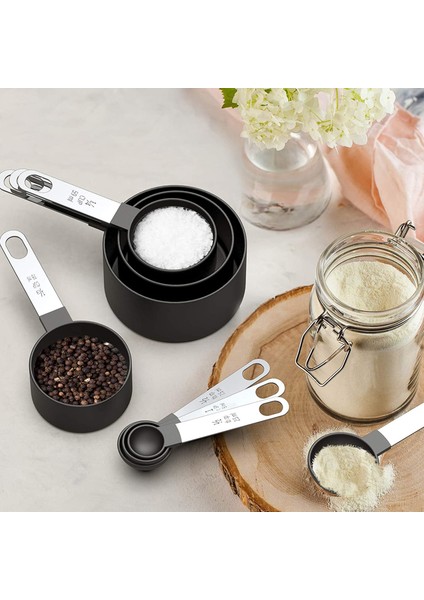 Siyah S 4/8 Adet Ölçekli Ölçüm Kaşığı Çay Kaşığı Çok Amaçlı Kahve Şeker Kepçesi Kek Pişirme Unu Gıda Kupası Ev Mutfak Pişirme Aletleri (Yurt Dışından) fırsatları