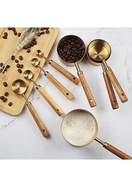 4 Adet Set-S Altın Mutfak Pişirme Araçları Bakeware Ölçme Aletleri ve Terazi Seti Paslanmaz Çelik Ahşap Saplı Ölçme Bardak ve Kaşıklar (Yurt Dışından) fiyatları