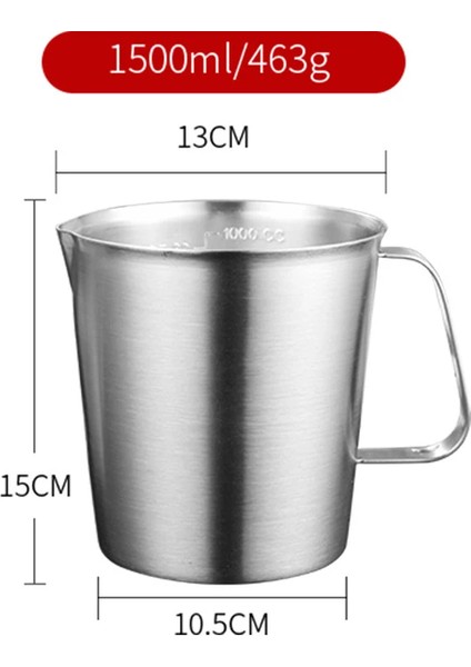 1500ML 304 Paslanmaz Çelik Büyük Kapasiteli Ölçme Kabı Ev Ölçme Terazisi Bardak Ölçme Ölçeği ile Kalınlaşmış Çerez Kesici (Yurt Dışından)