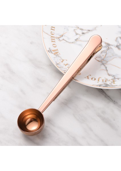 Gül Altın Ikisi Bir Arada Paslanmaz Çelik Kahve Kaşığı Mühür Klipsli Ölçüm Kaşığı Mutfak Pişirme Terazisi Kaşık Yaratıcı Mutfak Aksesuarları (Yurt Dışından)