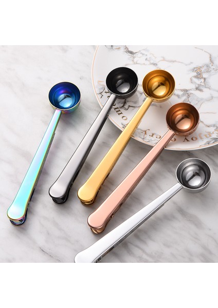 Gül Altın Ikisi Bir Arada Paslanmaz Çelik Kahve Kaşığı Mühür Klipsli Ölçüm Kaşığı Mutfak Pişirme Terazisi Kaşık Yaratıcı Mutfak Aksesuarları (Yurt Dışından) fiyatları