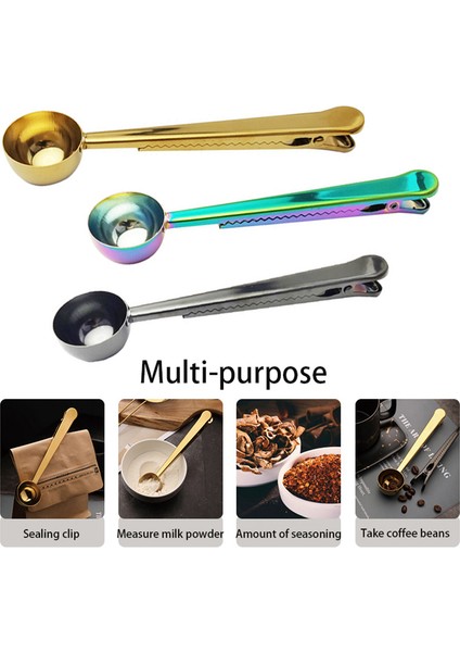Gül Altın Ikisi Bir Arada Paslanmaz Çelik Kahve Kaşığı Mühür Klipsli Ölçüm Kaşığı Mutfak Pişirme Terazisi Kaşık Yaratıcı Mutfak Aksesuarları (Yurt Dışından) indirimleri