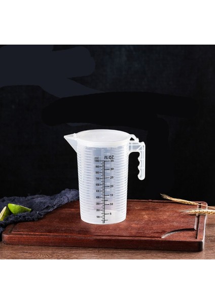 1000ML 100/250/500/1000ML Siyah Ölçekli Plastik Ölçüm Kapaklı Bardak Su Sürahisi Sıvı Kabı Şeffaf Kek Kapları Mutfak Aksesuarları (Yurt Dışından)