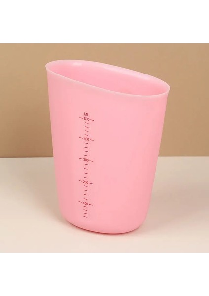 Pembe 500ML Silikon Ölçüm Kabı Pişirme Gereçleri 250ML 500ML Silikon Süt Kupası Görünür Çift Ölçekli Pişirme Kabı (Yurt Dışından)