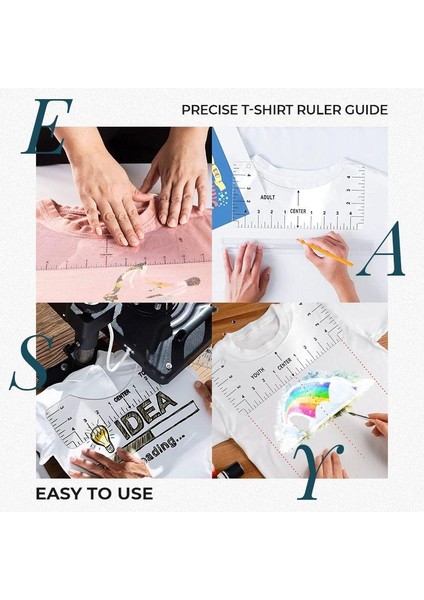 Pembe 1 Set 4 Adet Tişört Hizalama Cetveli Merkez Tasarım Kılavuzu Tişört Cetveli Hizalama Aracı Dikiş Aksesuarları Kendin Yap Çizim Şablonu Taslak (Yurt Dışından) fırsatları