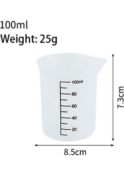 1 Adet 100 ml Silikon Ölçüm Kabı Şeffaf Ölçekli Gıda Sınıfı Dayanıklı Yapışmaz Diy Kek Epoksi Reçine Takı Yapımı Mutfak Pişirme Araçları (Yurt Dışından)