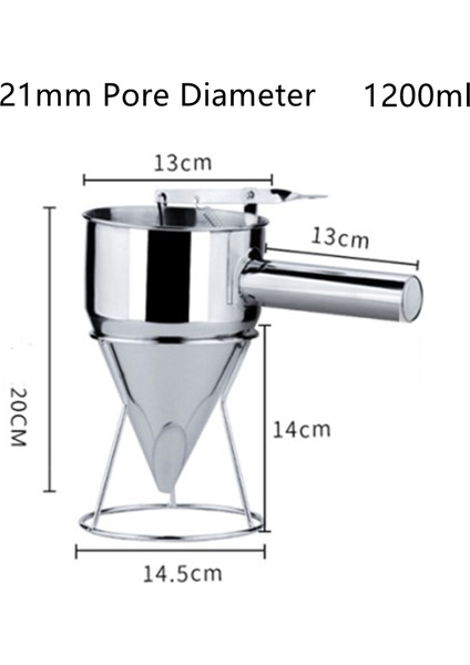 21MM 1200ML Paslanmaz Çelik Huni Dağıtıcı Raflı Cupcake Gözleme Hamur Makinesi Ahtapot Balık Topu Sos Krem Dozaj Mutfak Pişirme Aracı (Yurt Dışından)