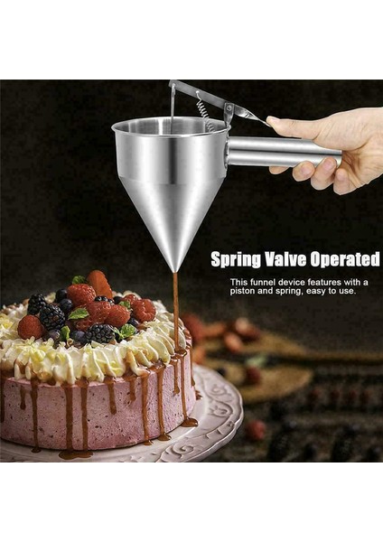 21MM 1200ML Paslanmaz Çelik Huni Dağıtıcı Raflı Cupcake Gözleme Hamur Makinesi Ahtapot Balık Topu Sos Krem Dozaj Mutfak Pişirme Aracı (Yurt Dışından) fırsatları