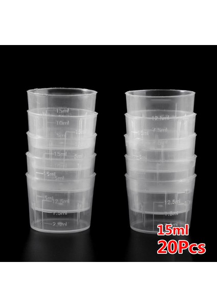15ML 20 Adet Plastik Ölçü Bardak Mutfak Terazisi 15/30/50ML Şeffaf Ölçüm Sıvısı Bardak Konteyner Mutfak Gereçleri Pişirme Aksesuarları (Yurt Dışından)