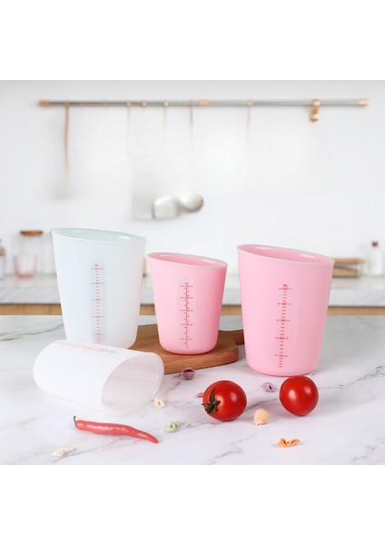 Pembe 250 ml Mutfak Silikon Ölçme Çift Ölçekli Karıştırma Fincan Ölçme Aracı Yeniden Kullanılabilir Ölçekli Ölçme Kabı Diy Pişirme Süt Fincan Ölçekli (Yurt Dışından)