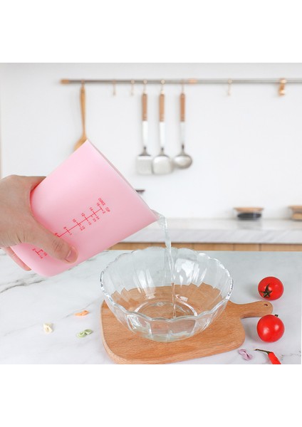 Pembe 250 ml Mutfak Silikon Ölçme Çift Ölçekli Karıştırma Fincan Ölçme Aracı Yeniden Kullanılabilir Ölçekli Ölçme Kabı Diy Pişirme Süt Fincan Ölçekli (Yurt Dışından)