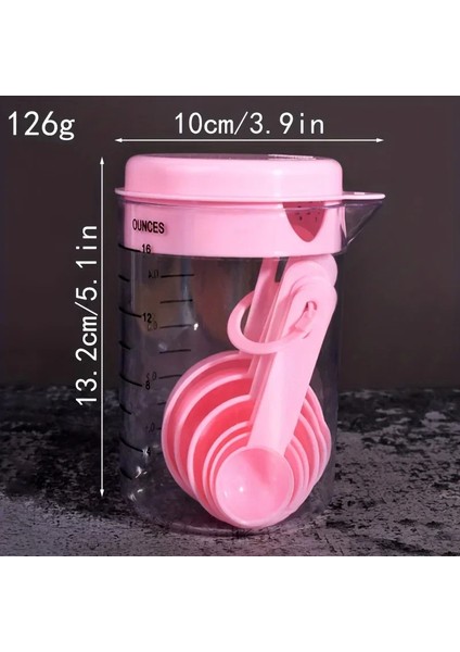 Pembe 1 Takım, Ölçme Kaşığı, Ölçme Kabı Seti, Ölçekli Plastik 500ML Pişirme Aleti, 7 Adet Kombinasyon Mutfak Un Kaşığı Ölçme (Yurt Dışından)