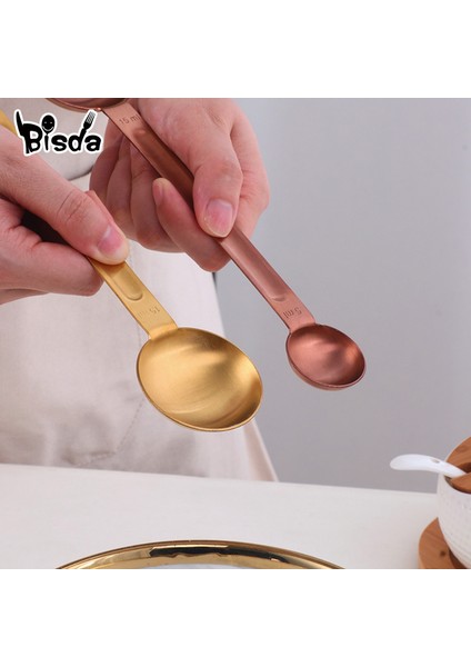 Altın 2 Adet 1/2 Adet Çift Taraflı Ölçüm Kaşıkları Şeker Kek Kaşık Altın Ölçüm Bardak Mutfak Kahve Ölçme Araçları Pişirme Araçları (Yurt Dışından) indirimleri