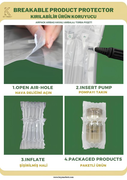 100 Adet-Paket 21x19 cm Airpack Ambalaj Torbası Airbag Havalı Poşet Dayanıklı Paketleme