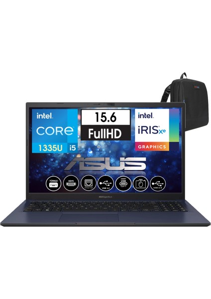 Expertbook B1502CVA-I58512B1D Intel Core I5 1335U 8gb 512GB SSD 15.6 Fullhd Freedos Taşınabilir Bilgisayar I58512B1D02+ÇANTA