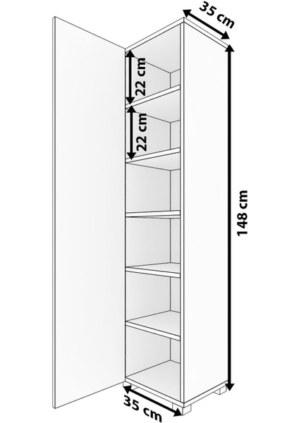 Saltık Çok Amaçlı Dolap Tek Kanat Raflı Mdf